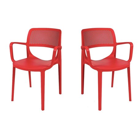 RAINBOW OUTDOOR Mila Set of 2 Stackable Armchair-Red RBO-MILA-RED-AC-SET2